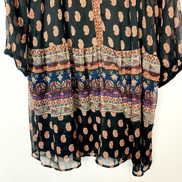 Vero Moda Mix Print Paisley 3/4 Sleeve Sheer Mini Smock Dress Multicolor Large - Picture 4 of 12